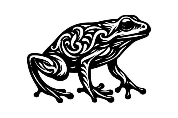 A Frog Walking Silhouette Vector Art