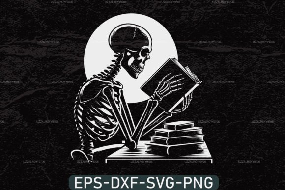 A Skeleton Reading Book Svg for Book Lovers
