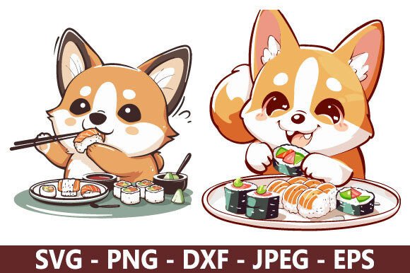 Corgi Eating Sushi SVG Bundle: More Than Just a Cute Design