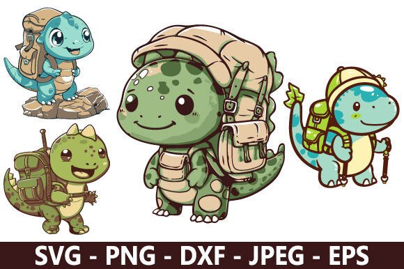 Cute Dinosaur Hiking SVG Bundle: Bringing Prehistoric Charm to Outdoor-Themed Crafts