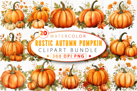 Rustic Autumn Pumpkin Clipart Bundle