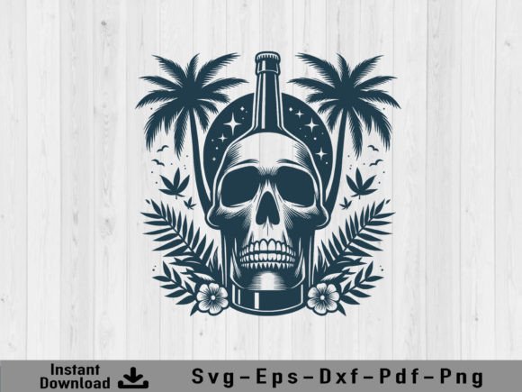 Skull Head with Beer Bootle SVG Vector – Creative Uses in Design and Merchandise