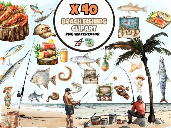 The Art of Watercolor Fishing Beach Theme Clipart: Visual Storytelling Across Creative Projects
