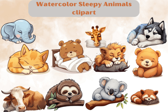 Watercolor Sleepy Animals Clipart: A Creative Resource for Gentle Design