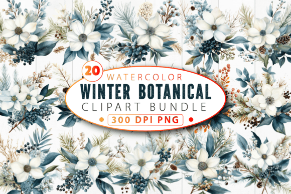 Winter Botanical Watercolor Clipart Bund: A Creative Resource for Seasonal Projects